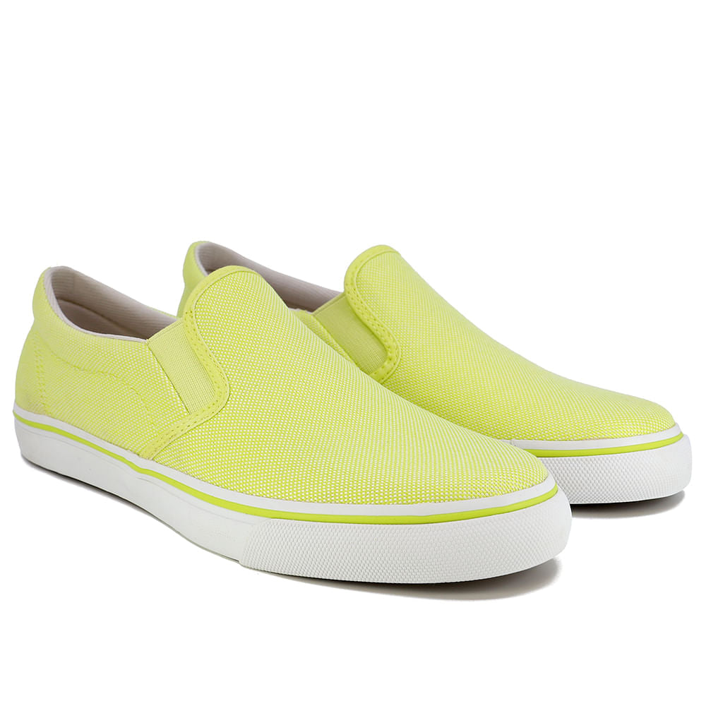 Tênis Casual Slip On Verde Tecido