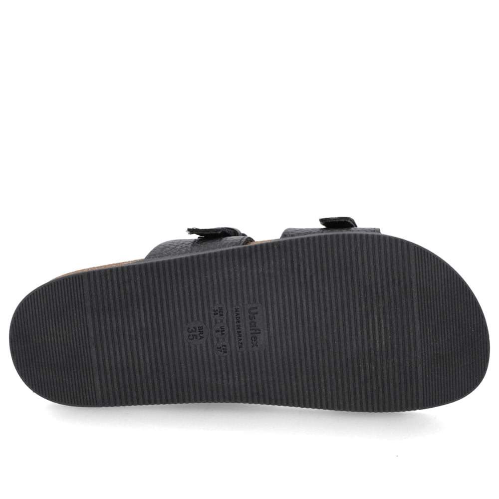 Slide Birken Preto Couro Enfeite
