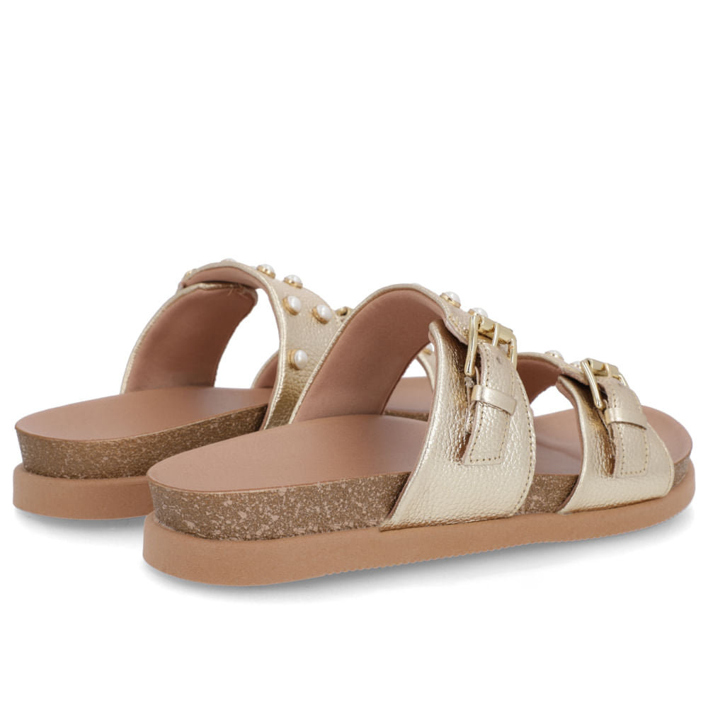 Slide Birken Dourado Couro Enfeite