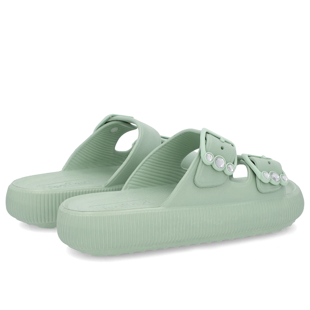 Slide Plataforma Poofy Verde Eva Fivela Brilho