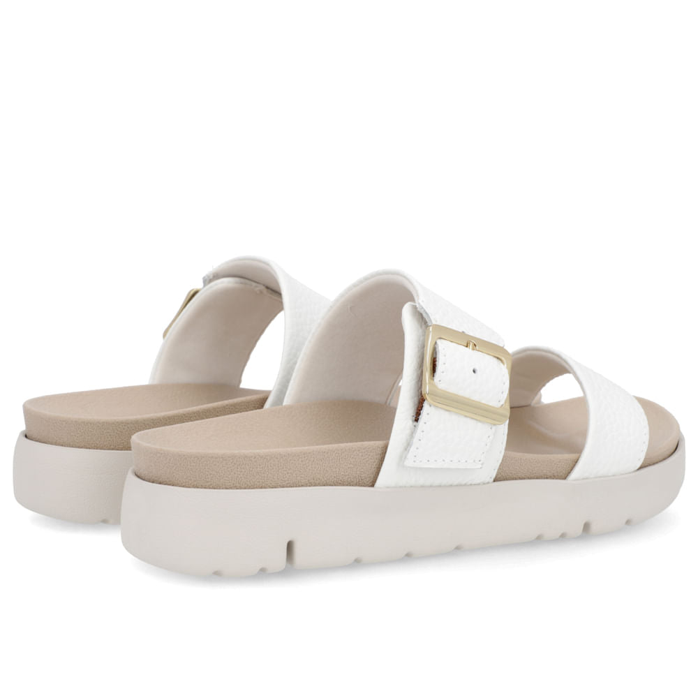 Slide Birken Branca Couro Fivela