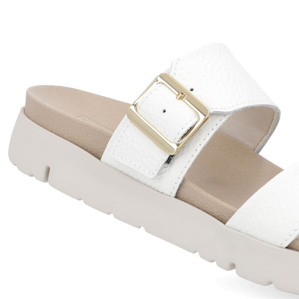 Slide Birken Branca Couro Fivela