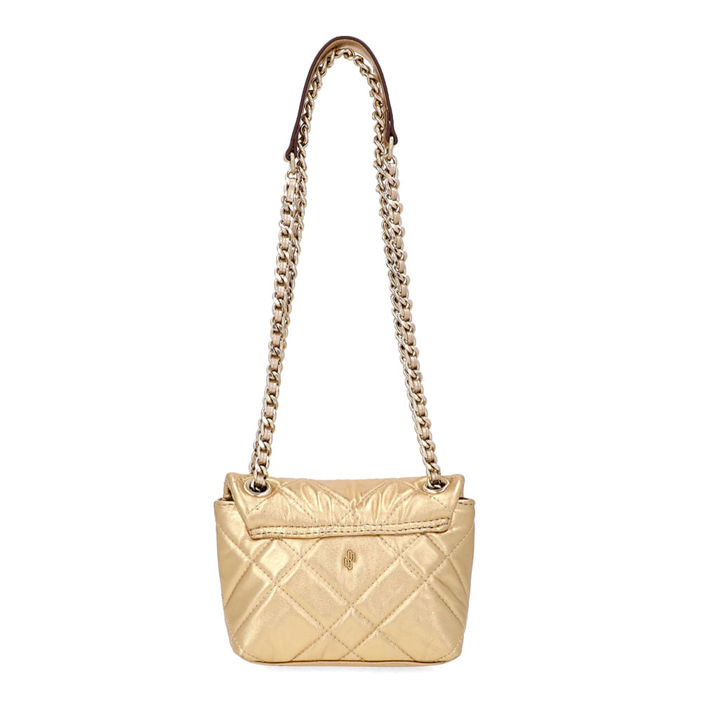 Bolsa Tiracolo Couro Ouro Light Corrente