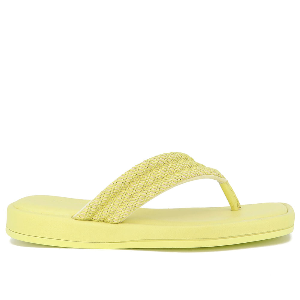 Chinelo Salto Rasteiro Tecido Amarelo