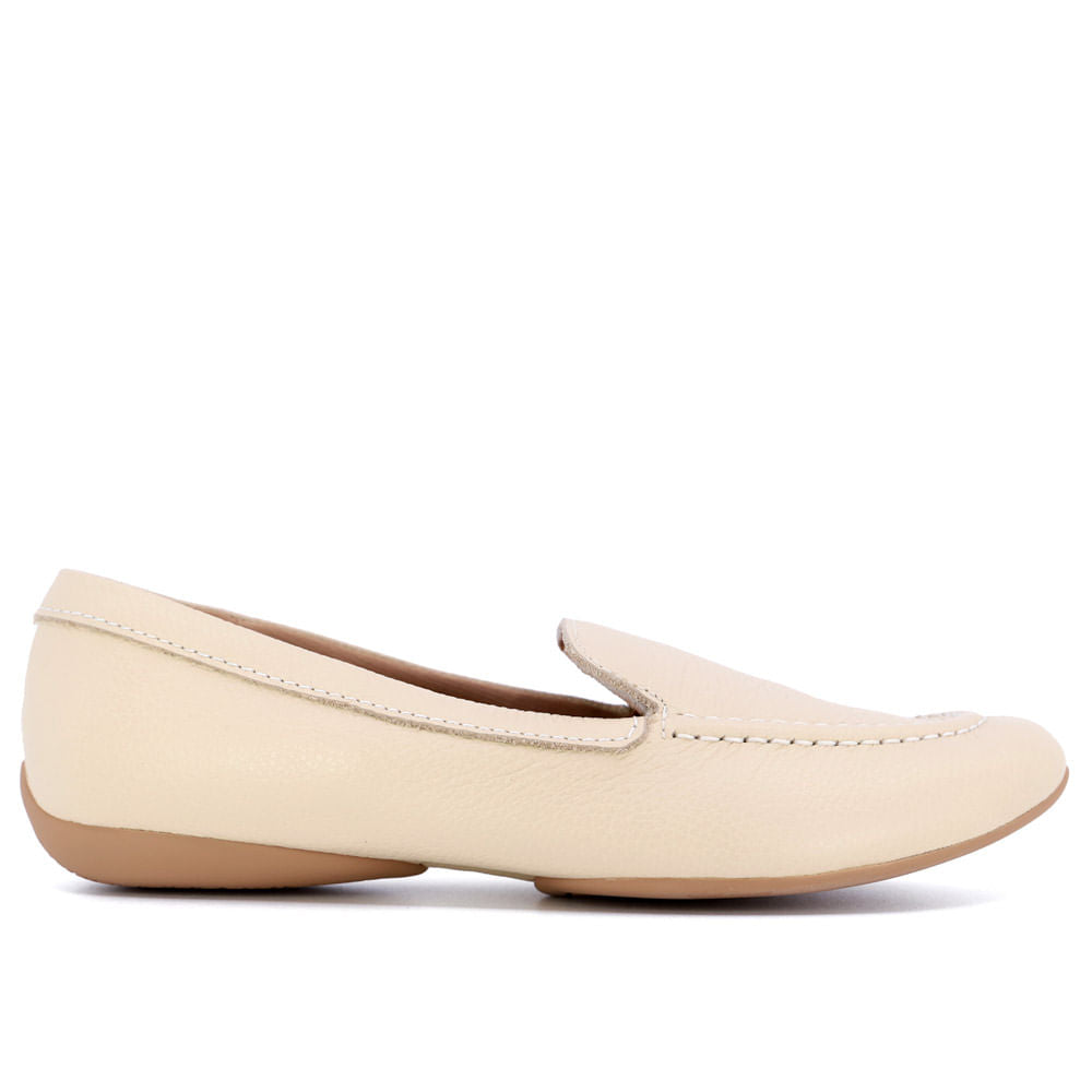 Mocassim Bege Couro
