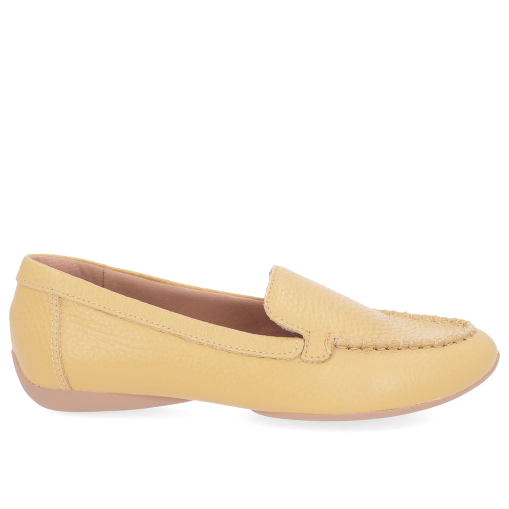 Mocassim Amarelo Mel Couro Básico