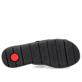 Slide Preto Tiras Couro Strass
