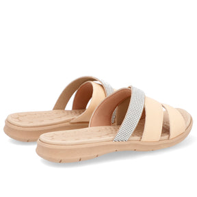 Slide Laranja Tiras Couro Strass