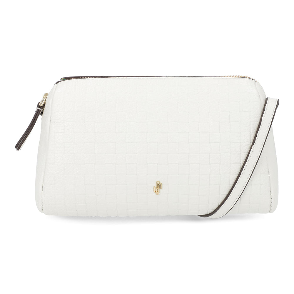 Bolsa Tiracolo Couro Branca Textura